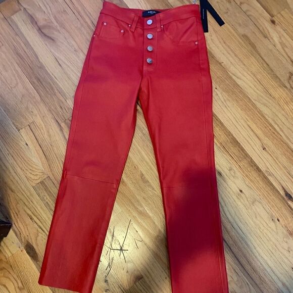 Amiri red leather pants size 25 NWT - Picture 1 of 4